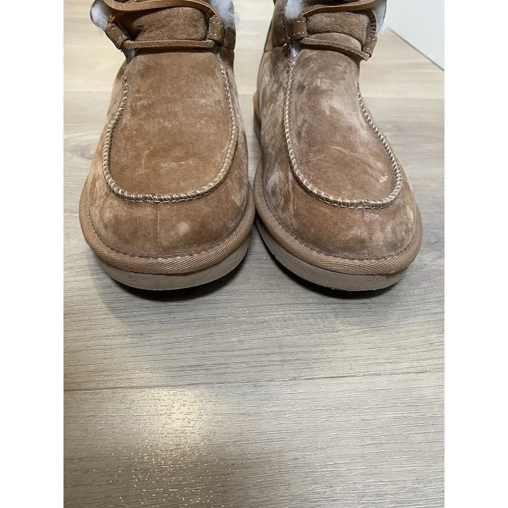 UGG Appalachin Suede Shearling Lace Up Knee High Boots Brown Women's US 7